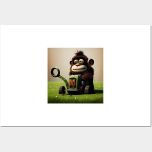 Letter M for Monkey Mowing lawn from AdventuresOfSela Posters and Art